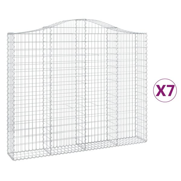 vidaXL 7 db íves horganyzott vas gabion kosár 200x30x160/180 cm