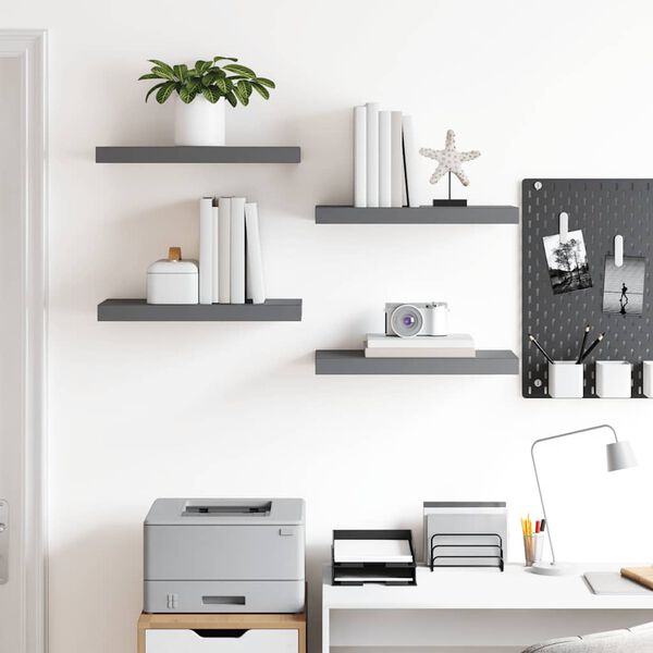 vidaXL 4 db magasf&eacute;nyű sz&uuml;rke MDF lebegő fali polc 50 x 23 x 3,8 cm
