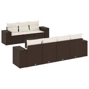 vidaXL 8 r&eacute;szes barna polyrattan kerti &uuml;lőgarnit&uacute;ra p&aacute;rn&aacute;kkal