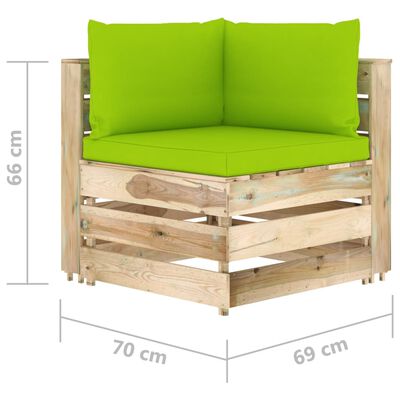 vidaXL négyszemélyes zöld impregnált fa kerti kanapé párnákkal