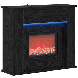 vidaXL LED-szalagos kandall&oacute; Fekete T&ouml;lgy 63 x 20 x 54,5 cm Szerelt fa