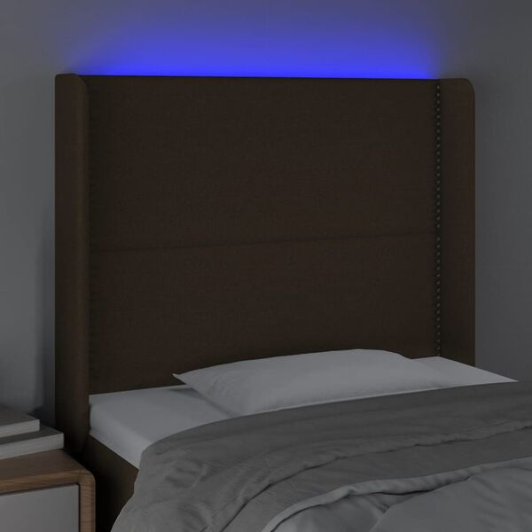 vidaXL s&ouml;t&eacute;tbarna sz&ouml;vet LED-es fejt&aacute;mla 93x16x118/128 cm
