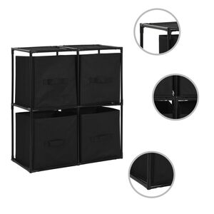 vidaXL ac&eacute;l t&aacute;rol&oacute;szekr&eacute;ny 4 db fekete sz&ouml;vetkos&aacute;rral 63 x 30 x 71 cm
