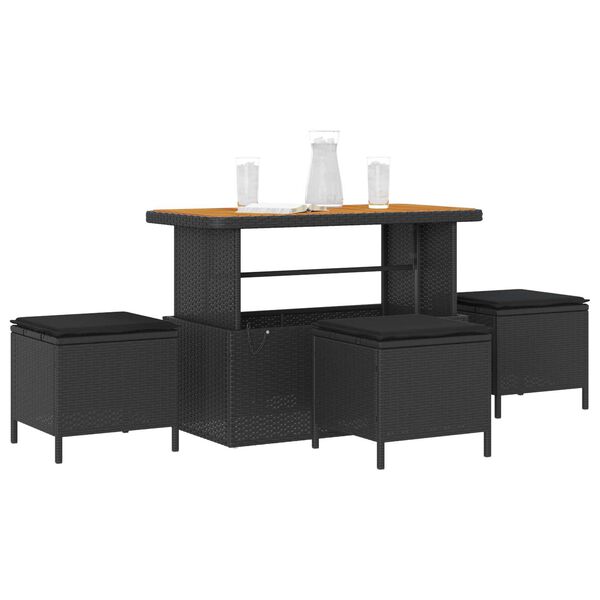 vidaXL Kert &eacute;tkező szett Fekete polirattan