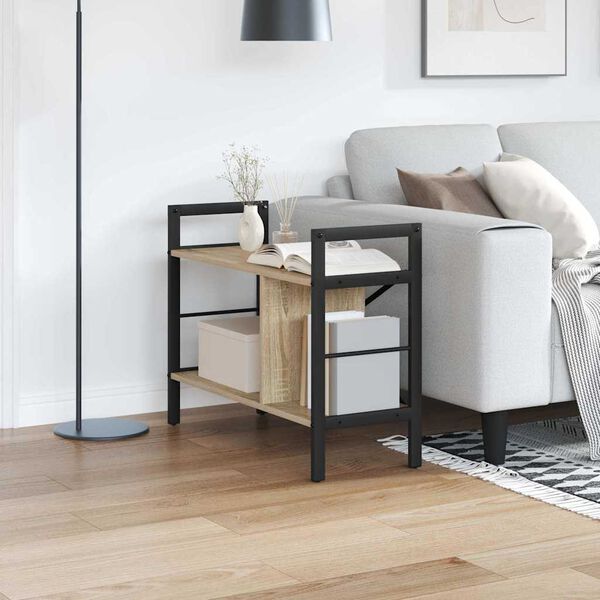 vidaXL K&ouml;nyvespolc Sonoma t&ouml;lgy 75 x 30 x 58,5 cm Faanyag