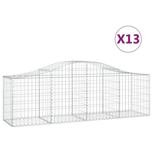 vidaXL 13 db íves horganyzott vas gabion kosár 200x50x60/80 cm