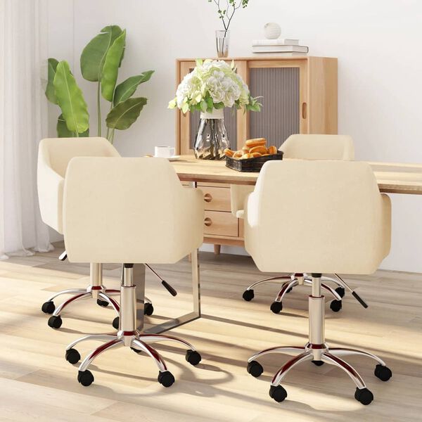 vidaXL 4 db kr&eacute;msz&iacute;nű sz&ouml;vet forg&oacute; &eacute;tkezősz&eacute;k