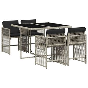 vidaXL 5r&eacute;szes vil&aacute;gossz&uuml;rke polyrattan kerti &eacute;tkezőgarnit&uacute;ra p&aacute;rn&aacute;val