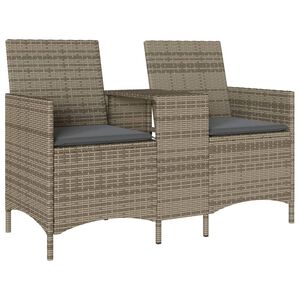 vidaXL sz&uuml;rke polyrattan 2 szem&eacute;lyes kerti kanap&eacute; asztallal, p&aacute;rn&aacute;kkal