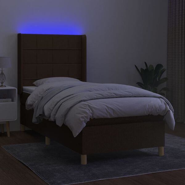 vidaXL barna sz&ouml;vet rug&oacute;s &eacute;s LED-es &aacute;gy matraccal 90x190 cm