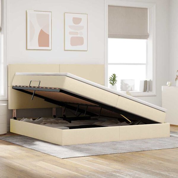 vidaXL &Aacute;gy t&aacute;rol&oacute;val &eacute;s LED l&aacute;mp&aacute;val Kr&eacute;m 200 x 200 cm Poli&eacute;szter