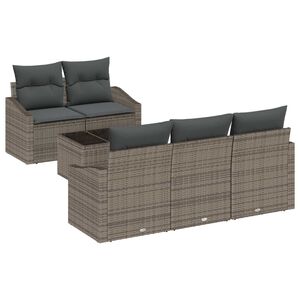 vidaXL Kanap&eacute; Szett p&aacute;rn&aacute;val t&aacute;rol&oacute;val 6 pcs Sz&uuml;rke polirattan