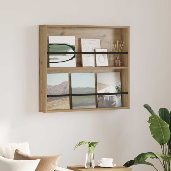 vidaXL Magazin &aacute;llv&aacute;ny polcokkal Artisan t&ouml;lgy 80 x 12 x 70 cm Faanyag