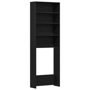 vidaXL Mos&oacute;g&eacute;p Szekr&eacute;ny Fekete t&ouml;lgy 64 x 24 x 190 cm Szerelt Fa