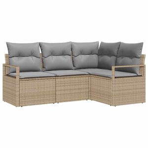 vidaXL Kanap&eacute; Szett p&aacute;rn&aacute;val 4 pcs Beige &eacute;s Vil&aacute;gossz&uuml;rke polirattan