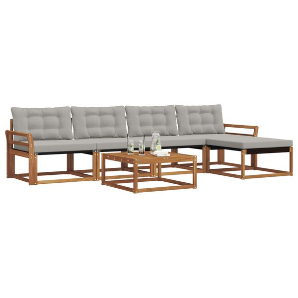 vidaXL K&uuml;lt&eacute;ri kanap&eacute; szett 6 pcs Term&eacute;szetes &eacute;s Vil&aacute;gossz&uuml;rke