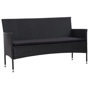 vidaXL fekete 3 szem&eacute;lyes polyrattan kerti kanap&eacute; p&aacute;rn&aacute;kkal