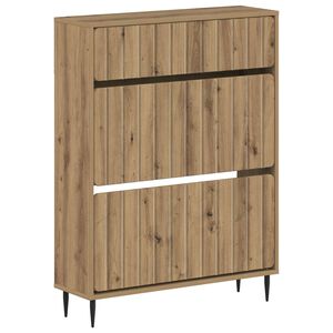 vidaXL Cipőszekr&eacute;ny ZWOLLE 78 x 24 x 103 cm Szerelt Fa K&eacute;zműves T&ouml;lgy