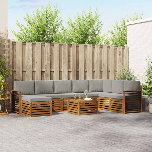 vidaXL Szegment&aacute;lt kanap&eacute; szett 9 pcs Term&eacute;szetes &eacute;s Vil&aacute;gossz&uuml;rke