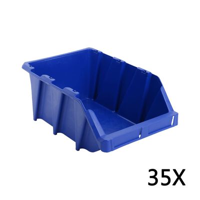 vidaXL 35 db kék színű rakásolható tárolódoboz 218 x 360 x 156 mm