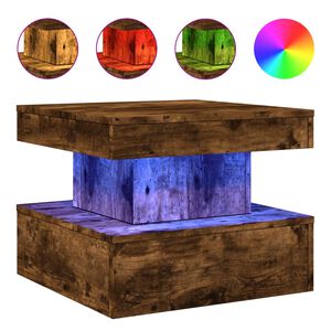 vidaXL f&uuml;st&ouml;s t&ouml;lgy sz&iacute;nű doh&aacute;nyz&oacute;asztal LED-l&aacute;mp&aacute;kkal 50 x 50 x 40 cm