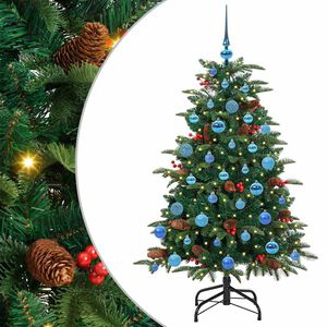 vidaXL Mű kar&aacute;csonyfa 150 LED-del Z&ouml;ld 150 cm PVC &eacute;s F&eacute;m &eacute;s Műanyag