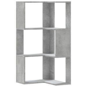 vidaXL 3 szintes betonsz&uuml;rke szerelt fa sarok k&ouml;nyvespolc 50x50x102 cm