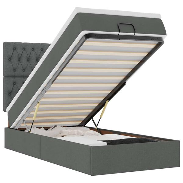 vidaXL Ottom&aacute;n &aacute;gykeret matraccal s&ouml;t&eacute;t sz&uuml;rke 90x190cm sz&ouml;vet