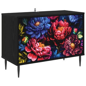vidaXL TV szekr&eacute;ny KIEL 69 x 33 x 50,5 cm Fekete T&ouml;lgy Szerelt Fa