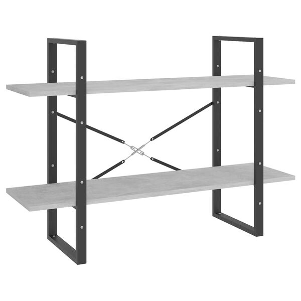 vidaXL kétszintes betonszürke szerelt fa könyvszekrény 100x30x70 cm