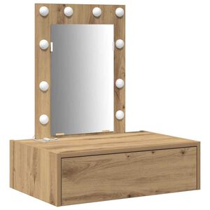 vidaXL &Ouml;lt&ouml;zk&ouml;dőasztal t&uuml;k&ouml;r l&aacute;mp&aacute;kkal Barna 60 x 40 x 70 cm Faanyag