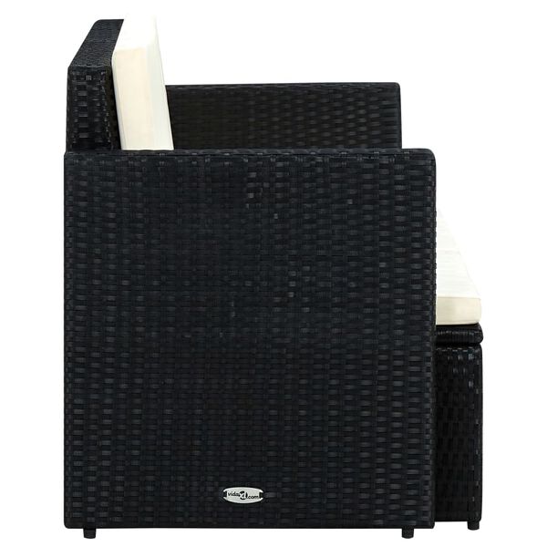 vidaXL fekete k&eacute;tszem&eacute;lyes polyrattan kerti kanap&eacute; p&aacute;rn&aacute;kkal