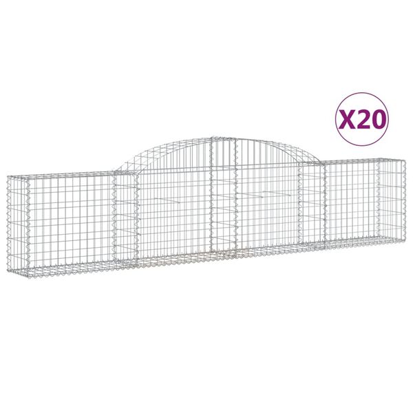 vidaXL 20 db íves horganyzott vas gabion kosár 300x30x60/80 cm