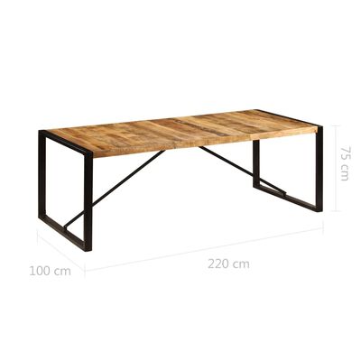 vidaXL tömör mangófa étkezőasztal 220 x 100 x 75 cm