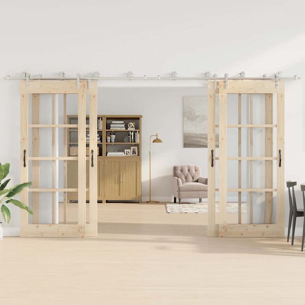 vidaXL ezüstszínű rozsdamentes acél tolóajtó fémszerelék készlet 400cm