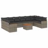 vidaXL 11 r&eacute;szes sz&uuml;rke polyrattan kerti &uuml;lőgarnit&uacute;ra p&aacute;rn&aacute;kkal