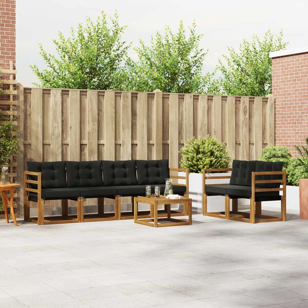 vidaXL K&uuml;lt&eacute;ri kanap&eacute; szett p&aacute;rn&aacute;val 7 pcs Term&eacute;szetes &eacute;s fekete