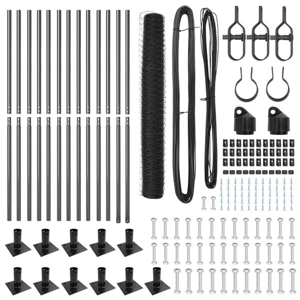 vidaXL Ker&iacute;t&eacute;soszlop Sz&uuml;rke 25 x 1,2 m (36 mm h&aacute;l&oacute;) Ac&eacute;l