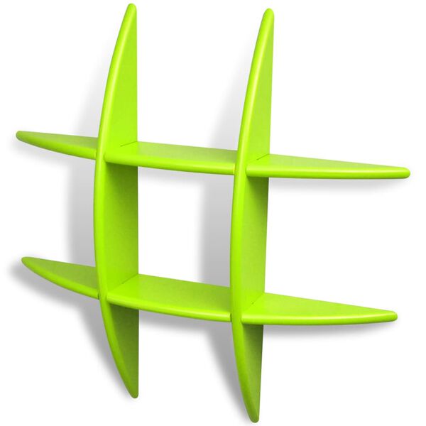 Zöld MDF lebegő fali könyvpolc/DVD tároló