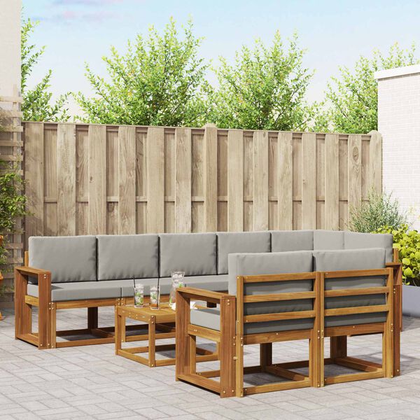 vidaXL K&uuml;lt&eacute;ri kanap&eacute; szett 9 pcs Term&eacute;szetes &eacute;s Vil&aacute;gossz&uuml;rke