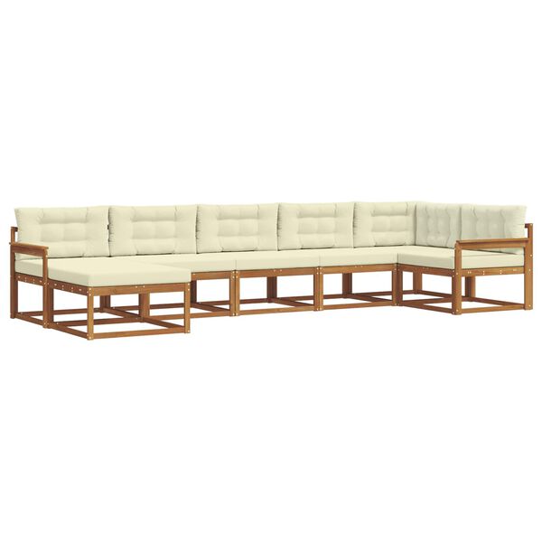 vidaXL K&uuml;lt&eacute;ri kanap&eacute; szett p&aacute;rn&aacute;val 7 pcs Term&eacute;szetes &eacute;s kr&eacute;msz&iacute;nű