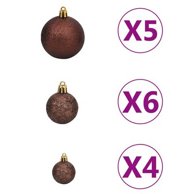 vidaXL ezüstszínű vékony karácsonyfa LED-ekkel és gömbszettel 180 cm