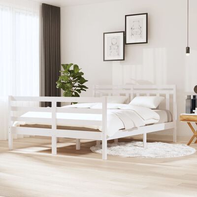 vidaXL fehér tömör fa ágykeret 140 x 190 cm