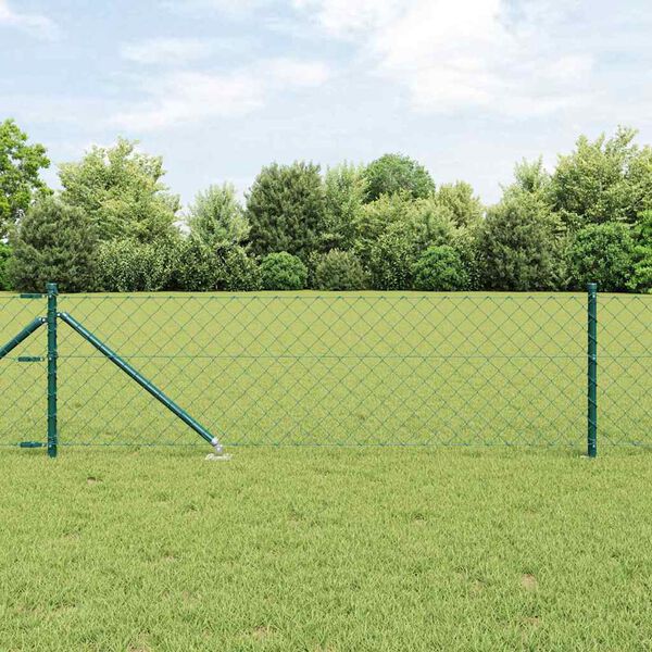 vidaXL Kerítésoszlop Zöld 0,8 x 25 m (60 x 60 mm háló) Acél