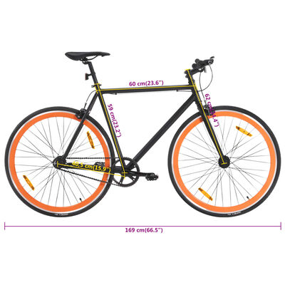 vidaXL fekete és narancssárga örökhajtós kerékpár 700c 59 cm