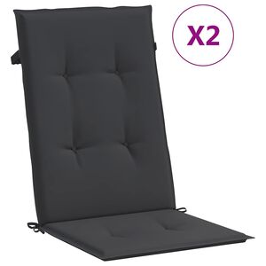 vidaXL 2 db fekete sz&ouml;vet kerti magas h&aacute;tt&aacute;ml&aacute;j&uacute; sz&eacute;kp&aacute;rna 120x50x3 cm