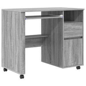 vidaXL Kerekes &iacute;r&oacute;asztal Sz&uuml;rke Sonoma Szerelt Fa 91 x 50 x 77 cm