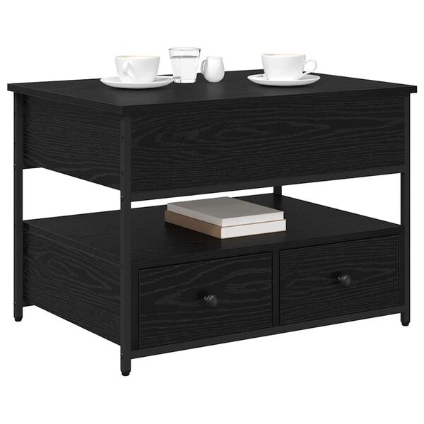 vidaXL Doh&aacute;nyz&oacute;asztal fi&oacute;kkal Fekete t&ouml;lgy 70 x 50 x 54.5 cm Faanyag