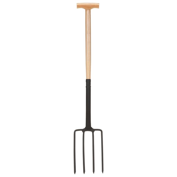 vidaXL 4 részes T-markolatú acél és keményfa kerti szerszámkészlet