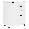 vidaXL G&ouml;rgős szekr&eacute;ny ker&eacute;kkel Feh&eacute;r 63,5 x 39 x 79 cm T&ouml;m&ouml;r fenyőfa